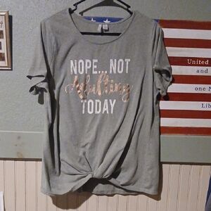 Women's Grey Short-Sleeve Tee with Rose Gold Script - Nope... Not Adulting Today